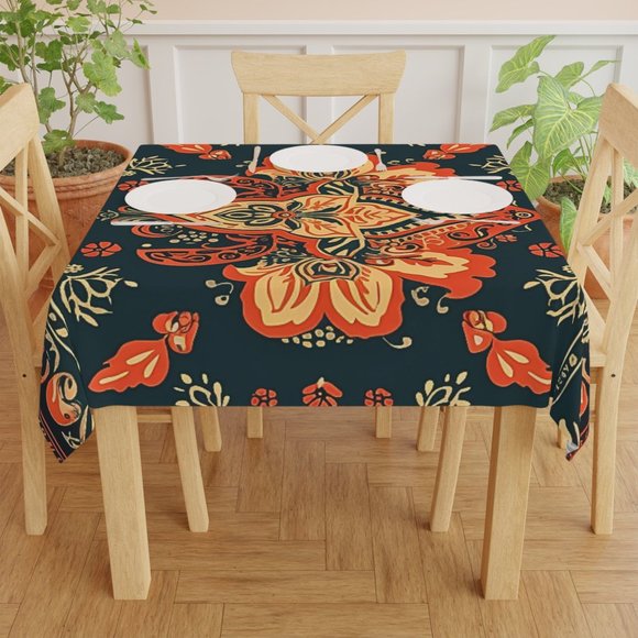 Boho Tablecloth | Vintage Tablecloth | Floral table cloth | Rectangle Square - Picture 8 of 10